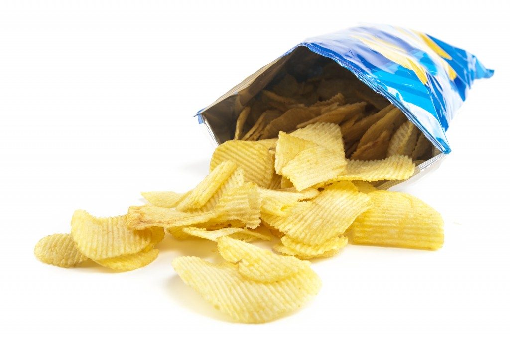 open bag of potato chips