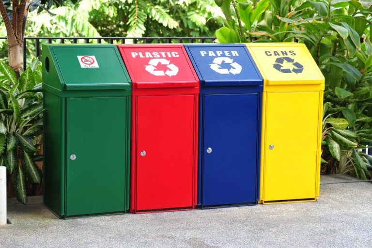 colorful recycling bins