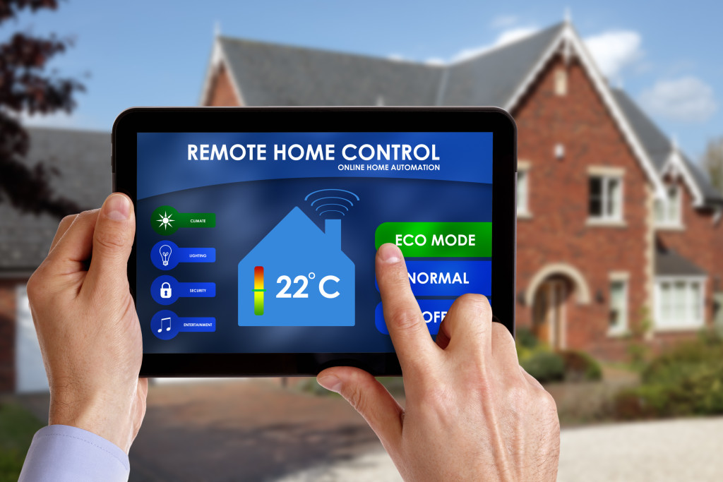 remote home control of modern home concept of smart home